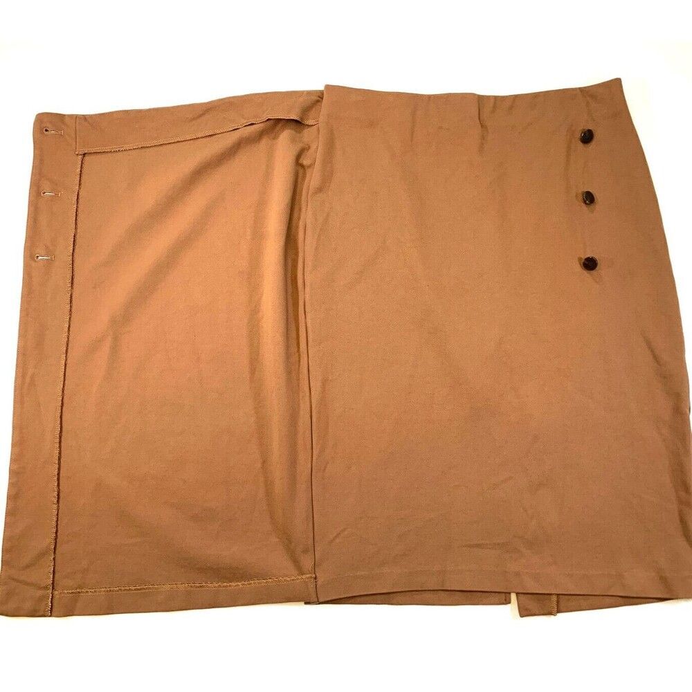 Rachel Zoe Pencil Skirt Womens S Wrap Knee Midi Stretch Button Office Casual - Picture 4 of 9